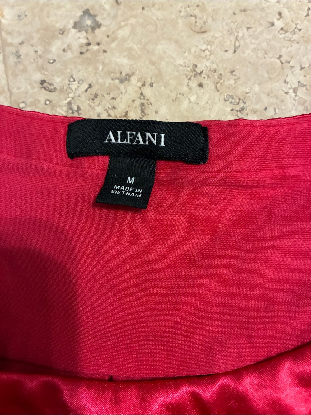 Alfani Bright Pink Short Sleeve Scoop Neck Tee with Satin Trim - Picture 2 of 5